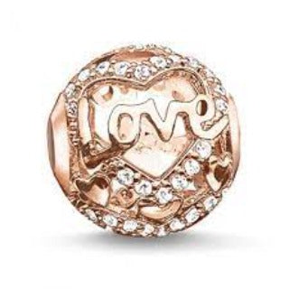Thomas Sabo Sterling Silver Rose gold plated Heart of Love Karma bead charm ref K0176-416-14