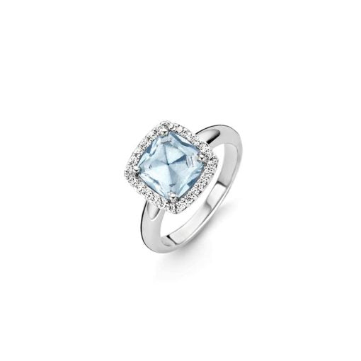 Ti Sento Sterling Silver  Light Blue CZ set Ring ref 12055LB/54 Size N