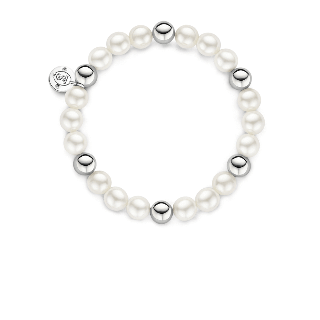 Ti Sento Sterling Silver and Synthetic Pearl stretch bracelet Ref 2657PW