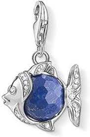 Thomas Sabo Sterling Silver Blue Faceted CZ set Fish charm Ref 1215-775-32