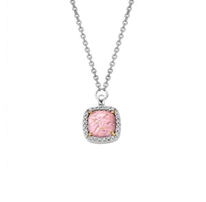 Ti Sento Stirling Silver Pink stone and CZ set pendant on 42cm chain ref 3792PD/42