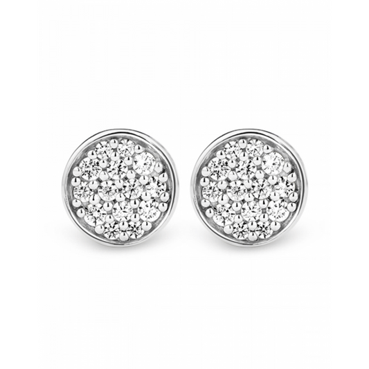 Ti Sento Sterling Silver Round Cubic Zirconia Pave Studs Earrings ref 7654ZI