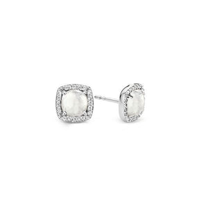 Ti Sento Sterling Silver MOP and CZ set  Stud earrings ref 7676MW