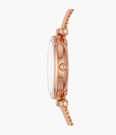 Fossil Carlie Mini Rose Gold-Tone Stainless Steel Lady Mesh Watch ref ES4433