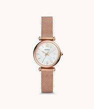 Load image into Gallery viewer, Fossil Carlie Mini Rose Gold-Tone Stainless Steel Lady Mesh Watch ref ES4433
