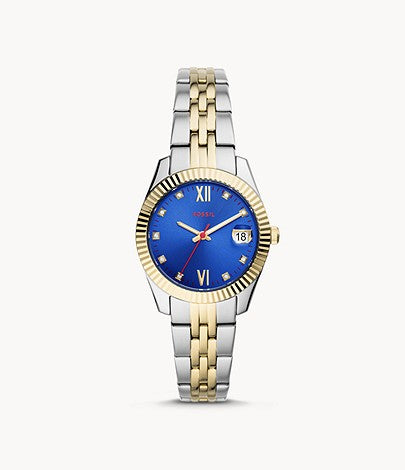 Fossil Lady Scarlette Mini Three-Hand Date 2 Tone Bracelet Watch ref ES4899