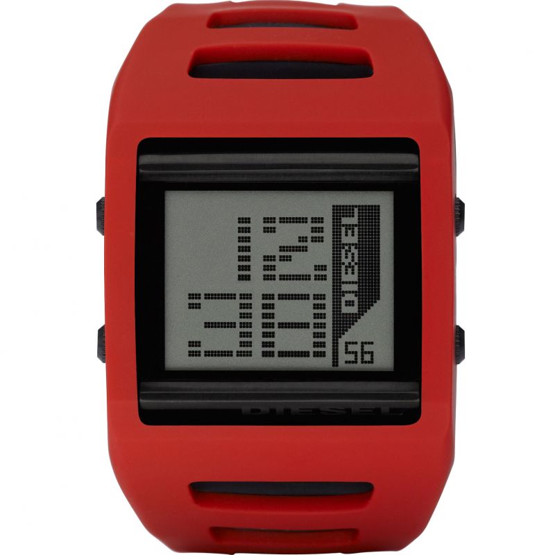 DIESEL Red Silicon Mens Alarm Chronograph Watch DZ7226