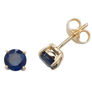 9ct Yellow Gold 5mm Sapphire Stud Earrings