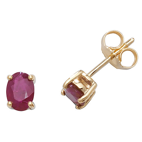 9ct Yellow Gold Ruby Stud Earrings