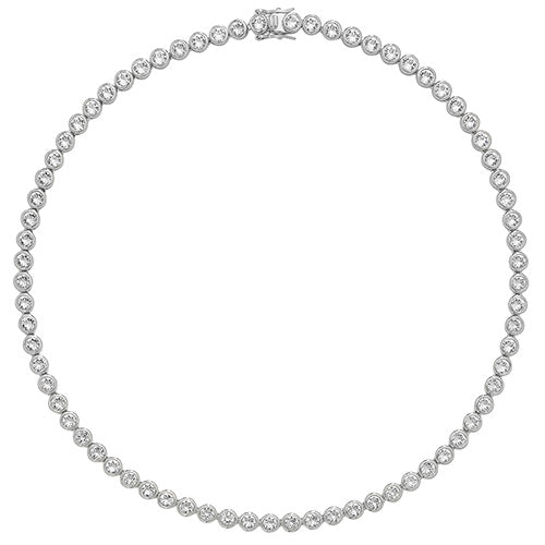 Sterling Silver Cubic Zirconia Tennis Necklace 16