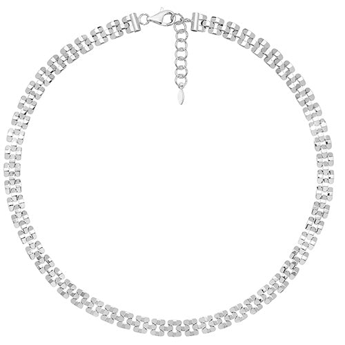 Sterling Silver Ladies Brick Links Necklace 16"