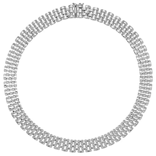 Sterling Silver Ladies Brick Links Necklace 16"