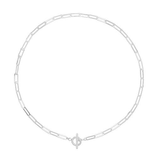 Sterling Silver Ladies Opened Links Necklace with T Bar 16"