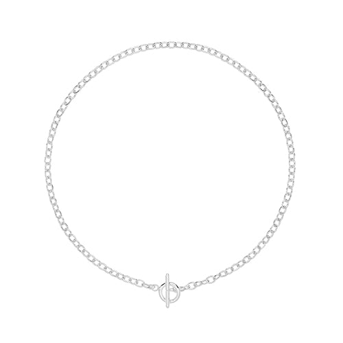 Sterling Silver Ladies Belcher Links Necklace with T Bar 16"