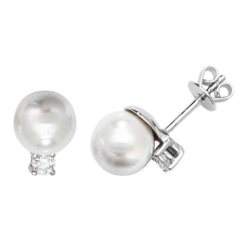 Sterling Silver Fresh Water Pearls and Cubic Zirconia Earrings