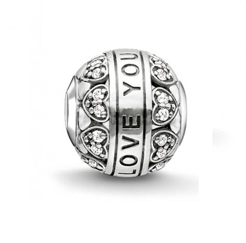 Thomas Sabo Sterling Silver I LOVE YOU Karma Bead charm ref K0211-643-14