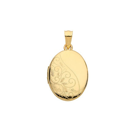 9ct Yellow Gold Engraved Locket Pendant 2.4 grms Ref PN1084