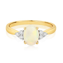 Load image into Gallery viewer, 9ct Yellow Gold Opal &amp; Diamond Ring
