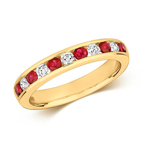9ct Yellow Gold Rubies & Diamond Eternity Ring