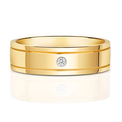 Gent's 9ct Yellow Gold Diamond Set Ring