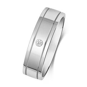 Gent's 9ct White Gold Diamond Set Ring