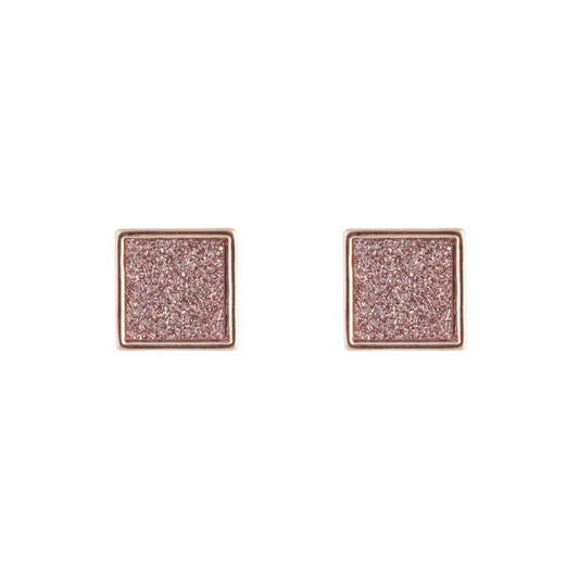 Coeur de Lion Stainless steel Rose glitter square stud earrings 0217/21-0225