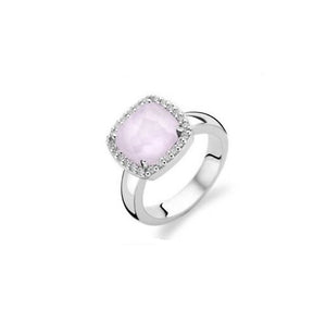 Ti Sento Sterling Silver Light Pink Faceted and CZ set ring ref 1771OP/56 Size P